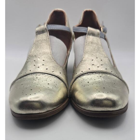 Julia Bo Metallic Gold Mary Janes Size 41/ US 10 - Picture 5 of 12